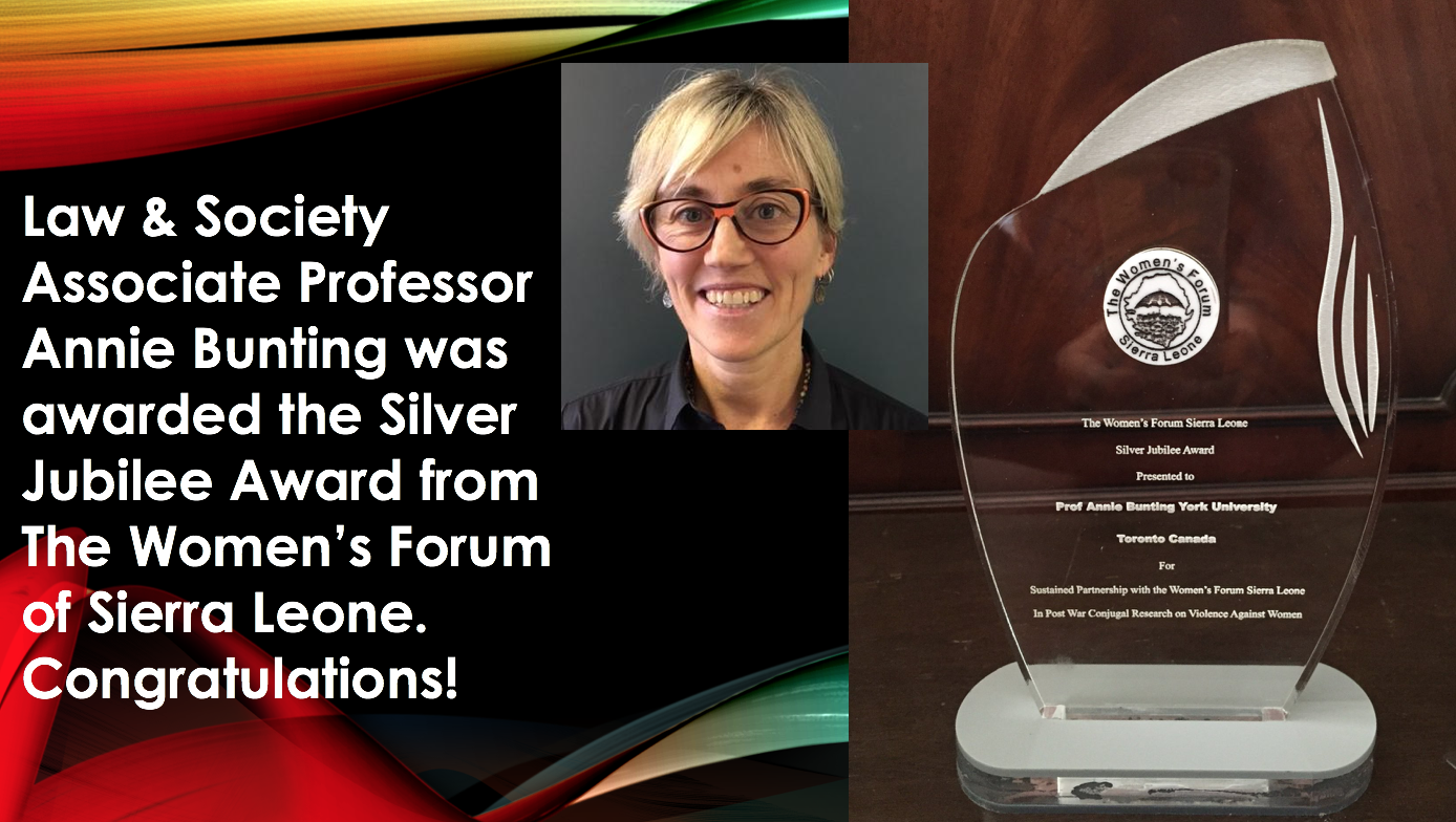 Annie Bunting's award from The Women's Forum of Sierra Leone